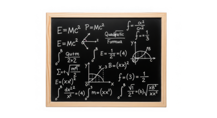 Chalkboard With Physics And Math Formulas