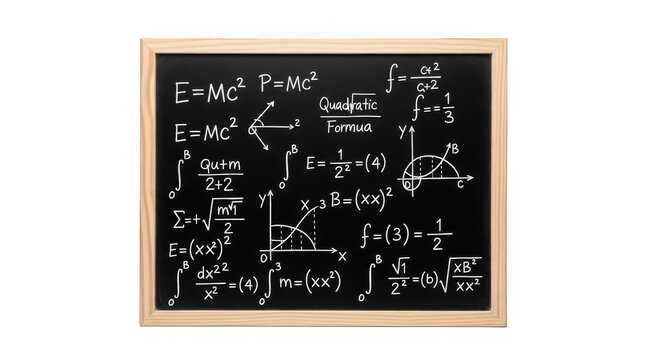 Chalkboard With Physics And Math Formulas