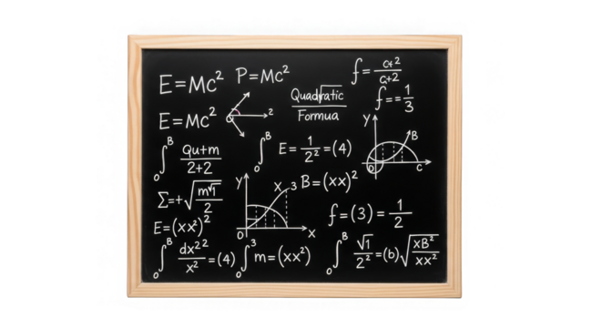 Chalkboard With Physics And Math Formulas - Powered by Adobe