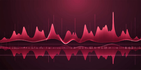 A pulsating red cardiogram line on a dark monitor graphs the wave of a digital heartbeat