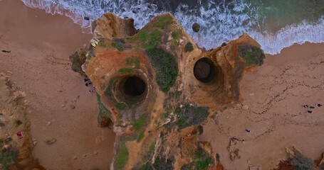 Aerial view of Camilo beach in Lagos, Algarve, Portugal