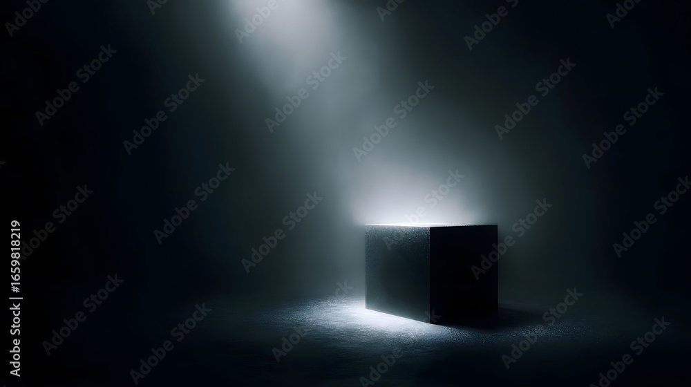 Poster Moody cube display with glowing light
