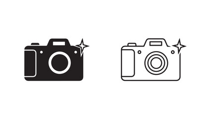 Camera icon outline and filled style with transparent background