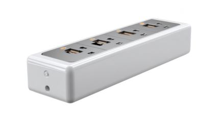 White power strip with multiple outlets and integrated USB ports