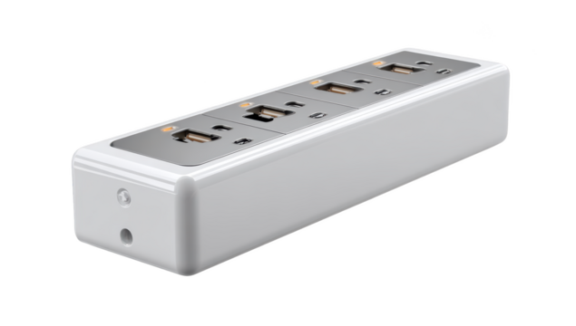 White power strip with multiple outlets and integrated USB ports
