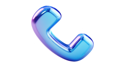 Shiny, iridescent telephone handset graphic on black background