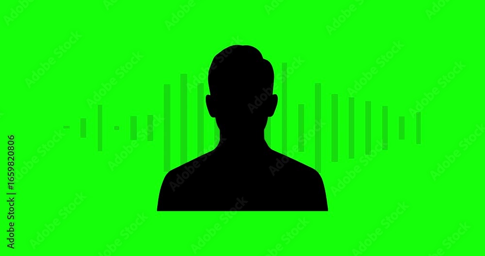 Poster animated audio design featuring a man's silhouette with waves moving in the background