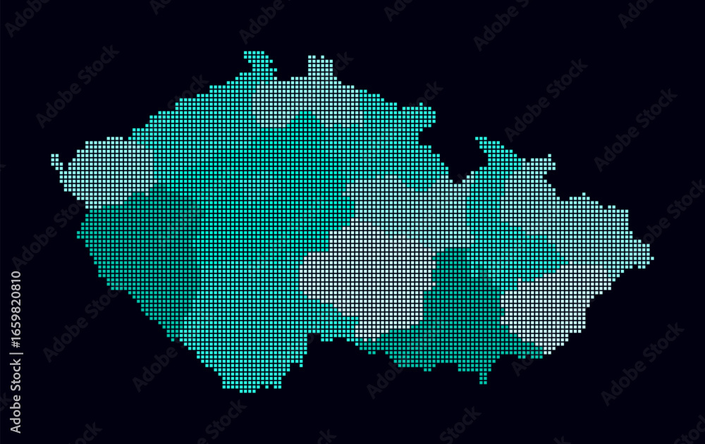 Aufkleber czechia dotted map. digital style map of the country on dark background. czechia shape with square d