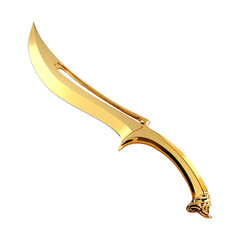 Naklejka premium A golden curved blade dagger with an ornate hilt