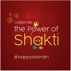 Happy Navratri, Power of Shakti Creative Typography. Social Media Post Vector Design Illustration