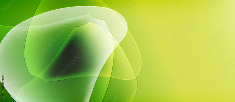 Poster abstract green background. soft shapes overlap, creating luminous effect. gradient transitions from 
