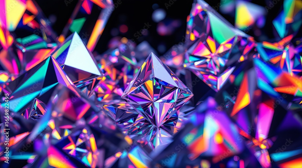 Poster a dazzling array of colorful crystal facets create a mesmerizing geometric abstract design