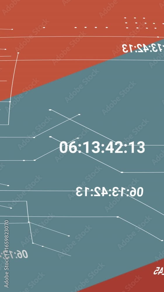 Poster in school, animation of digital data and code lines creating geometric shapes