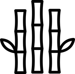 Bamboo Sugarcane line art icon. Design elements for social network and application. on transparent background.Sugarcane stalks vector illustration of fresh sugarcane plants for agriculture.