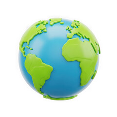 Stylized 3d earth globe with continents on black background