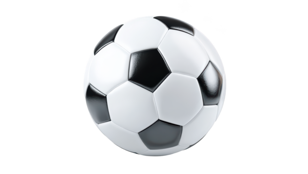 Soccer ball in high resolution, black and white with geometric pattern
