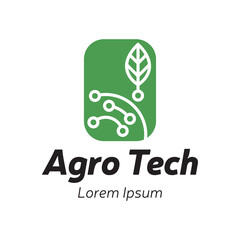 Agro Tech Symbol Incorporating Leaf Illustration