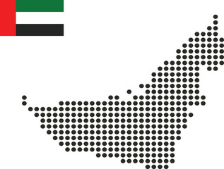 United Arab Emirates map of dots with flag on white white background 