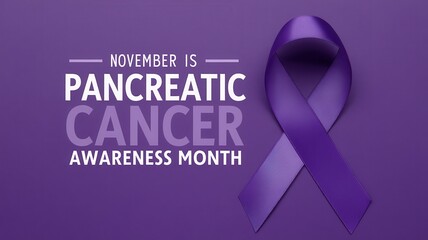 Purple ribbon for pancreatic cancer awareness month in november concept