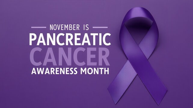 Purple ribbon for pancreatic cancer awareness month in november concept - Powered by Adobe