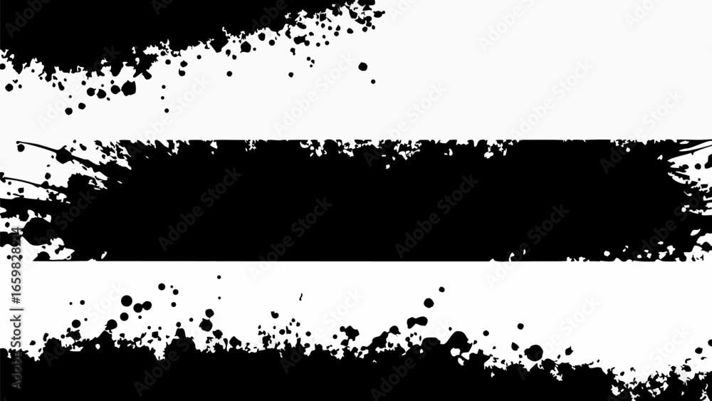 Aufkleber vector black ink splatter design with horizontal bands on a white background creating a grunge aesth