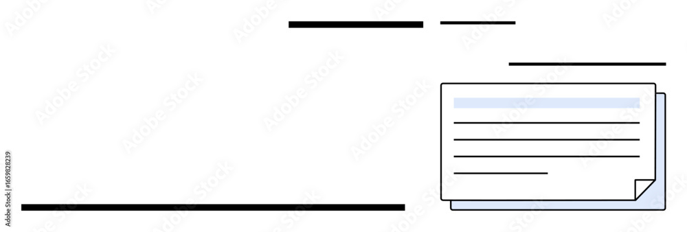 Aufkleber document with text lines and a folded corner overlay, emphasizing organization and efficiency. ideal