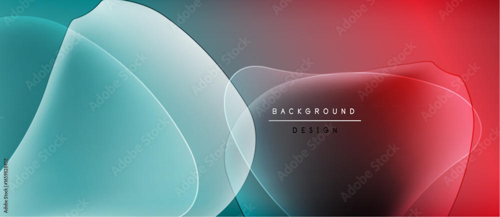 Poster abstract fluid shapes overlap, creating vibrant color gradients. text reads background design. moder
