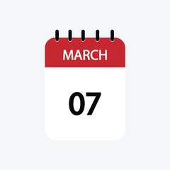 7 march calendar march calendar vector illustration