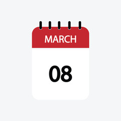 8 march calendar march calendar vector illustration
