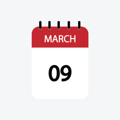 9 march calendar march calendar vector illustration