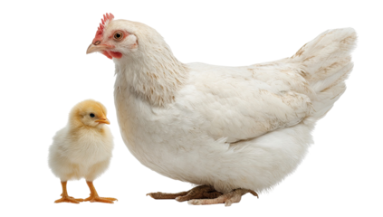 White hen and chick