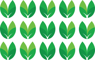 A pattern of stylized green leaves on a light background