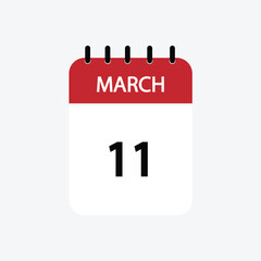 11 march calendar march calendar vector illustration
