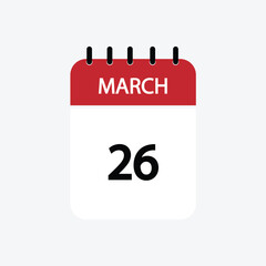 26 march calendar march calendar vector illustration