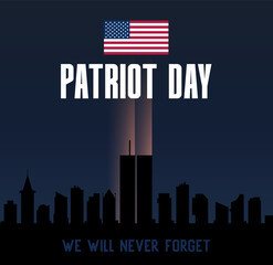 Patriot day poster with silhouette of  world trade center