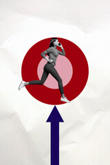 Collage of businessman businesswoman upward rising graph lines arrows symbolizing business growth...