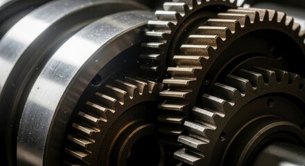 Interlocking gears close up