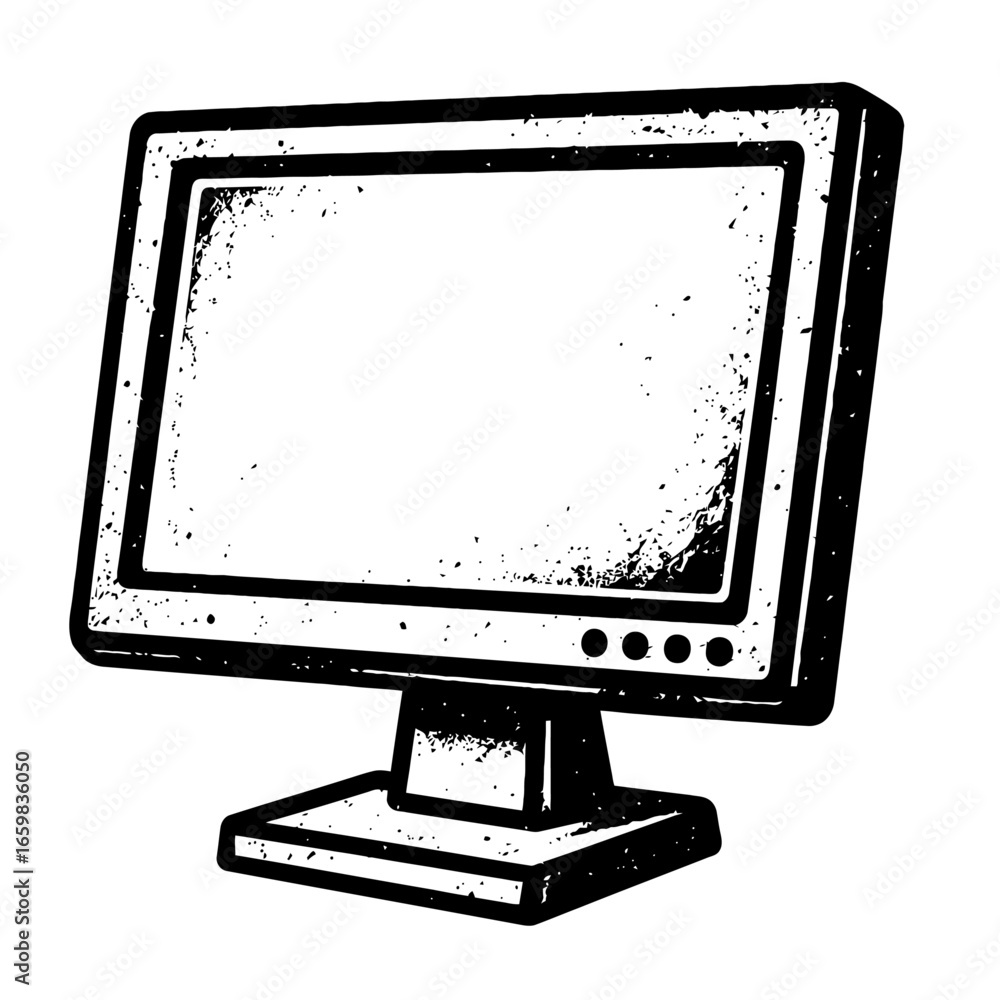 Poster grunge textured angled computer monitor vector