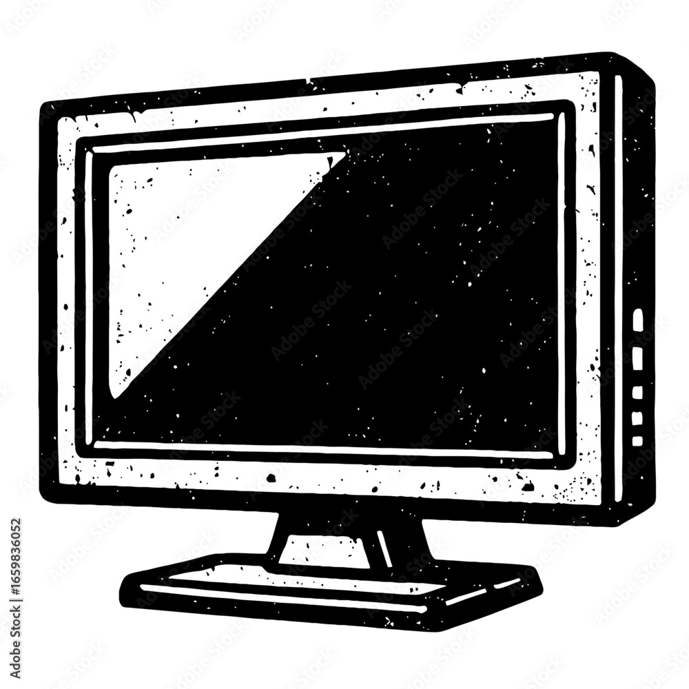Poster grunge textured flat screen computer monitor vector