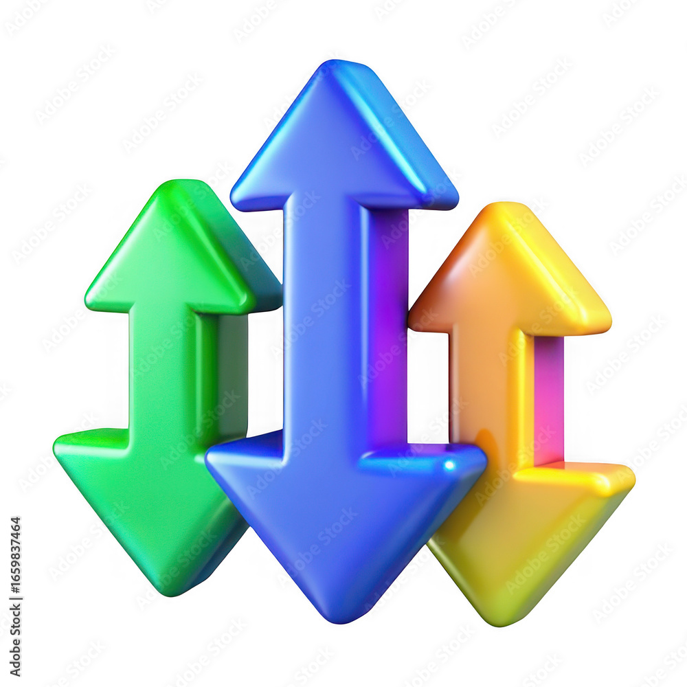 Poster 3d up and down arrows with transparent background isolated on transparent background