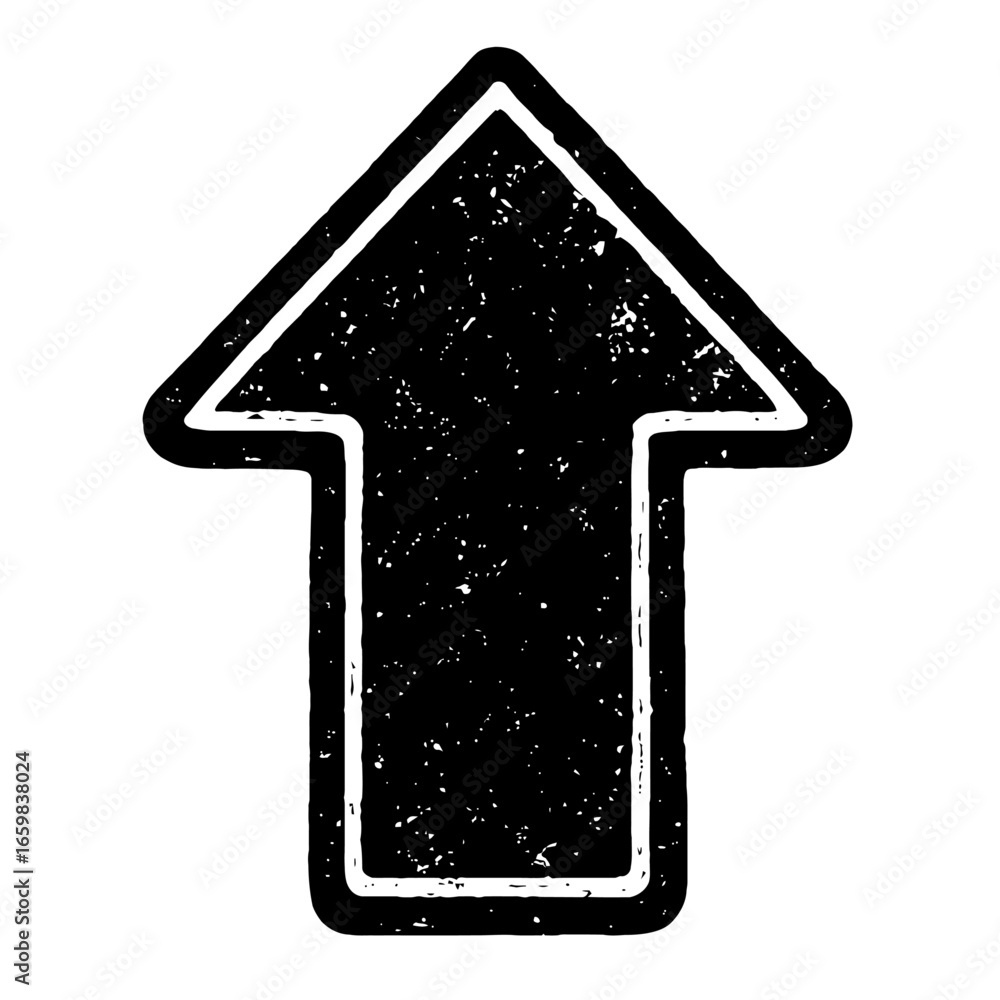 Poster distressed block up arrow icon vector - grungy directional symbol for upward movement and navigation