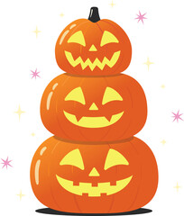 Scary Halloween pumpkin faces vector illustration, Happy Halloween season.