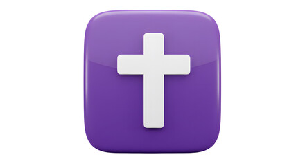 Obraz premium A simple cross symbol, representing faith and Christianity. The cross is centered within a purple rounded square.