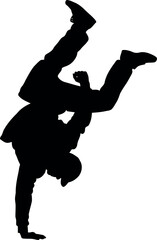Dynamic breakdancing silhouette capturing athleticism and urban dance moves with skillful acrobatics vector