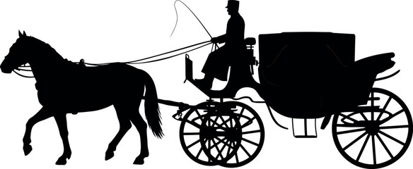 Elegant horse drawn carriage silhouette design symbolizing vintage travel and timeless transportation vector