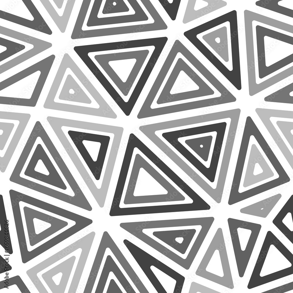 Poster triangles pattern. big shape size. multiple repeated inner triangles. mono tone colored style. repea