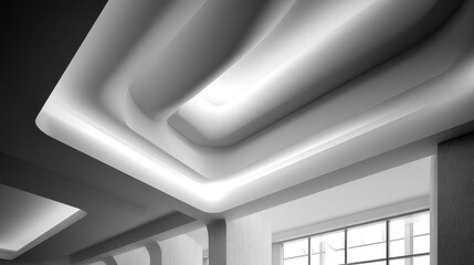 Sophisticated architectural ceiling with layered design and soft illumination