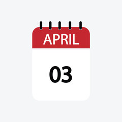 3 april calendar april calendar vector illustration