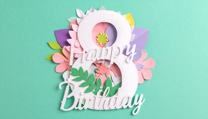 Floral birthday number eight