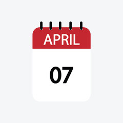 7 april calendar april calendar vector illustration